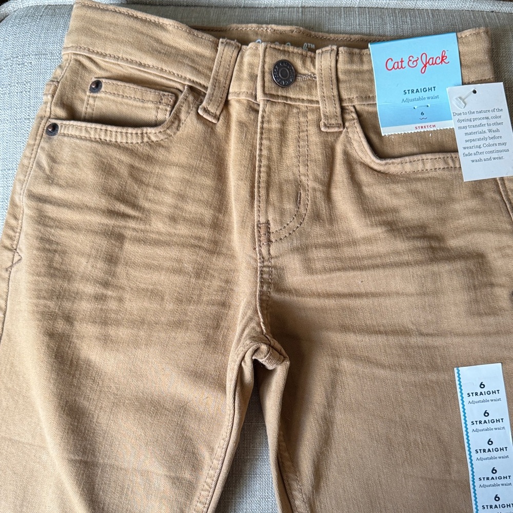 NWT Cat & Jack Boys Straight Leg Adjustable Waist Khaki Pants